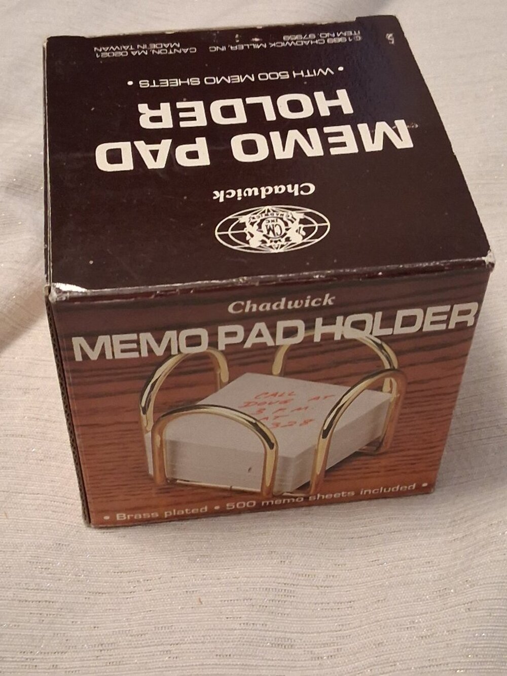 Vintage 1989 Chadwick MCM Brass Plated Memo Pad Note Paper Holder Desk Office